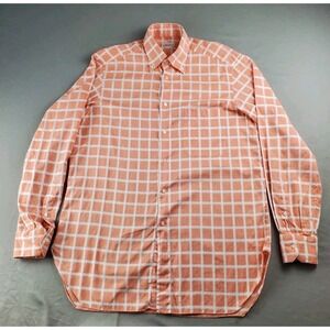 Zilli Shirt Mens 40 15.75 Orange Plaid Button Up Long Sleeve Italy Designer